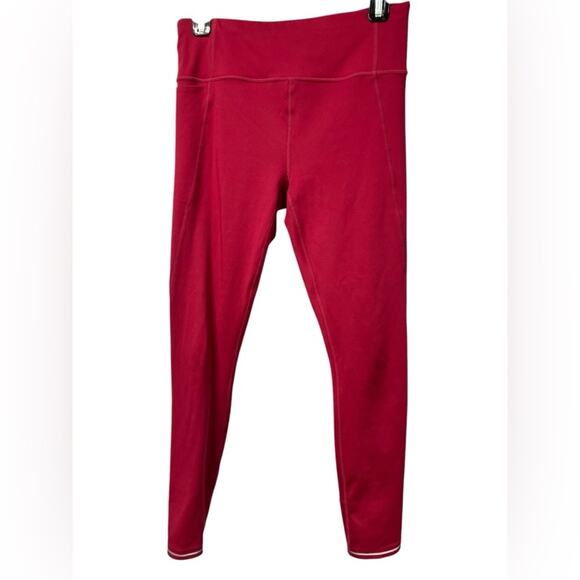 Athleta Run Free 7/8 Leggings waist zip pocket red womens size small - Picture 1 of 14